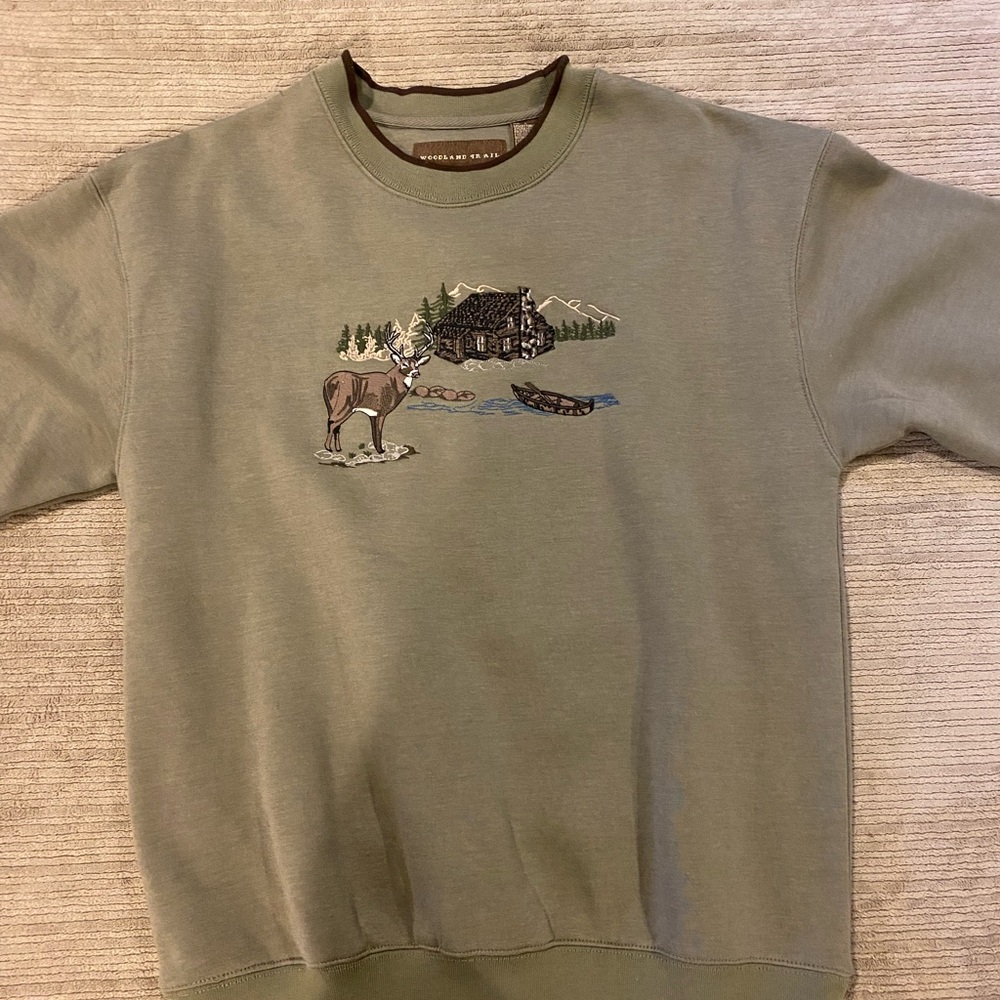 Men's Green Sweater with Embroidered Design